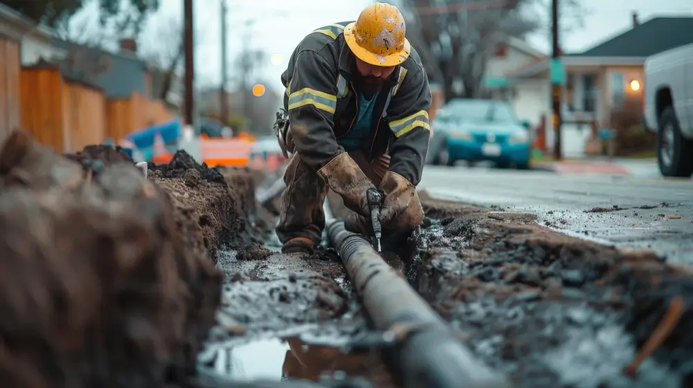 Damaged sewer pipe being repaired in Oshawa